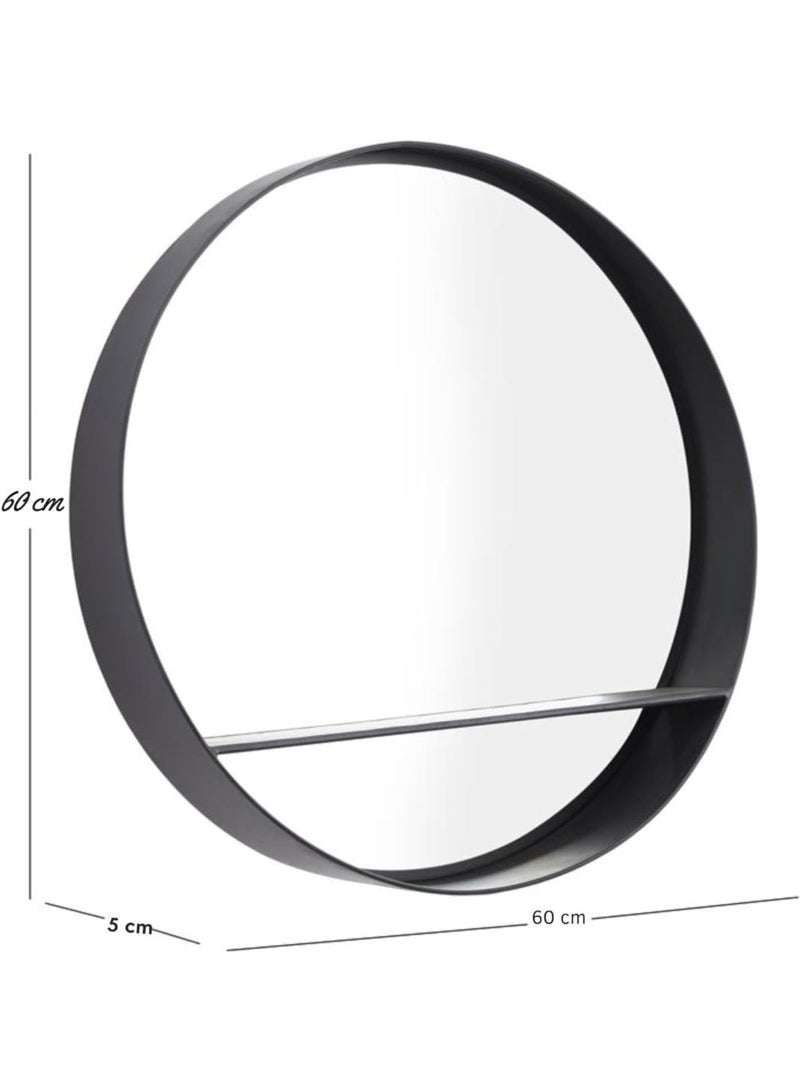 Round Wall Mirror with Shelf, White Metal Frame Circular Mirror, Decorative Wall Mounted Mirror for Bedroom, Living Room, Entryway & Bathroom - Image 5