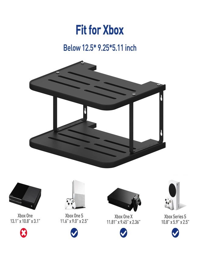 AREAJD Black Projector Wall Shelf/Floating Under TV Game Double Shelf Stand for Xbox, Router/Entertainment Center, Projector Holder Accessories - Image 2