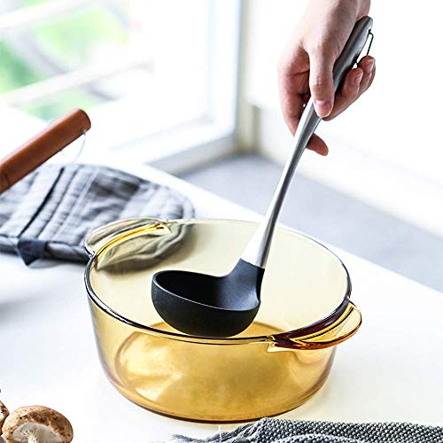 NILKANTH® Silicone Soup Ladle, 304 Stainless Steel Handle, Soup Spoon High Temperature Resistant to 600°F Sanitary Design Non-Stick Pan Pack of 1 (Color- Black) - Image 3