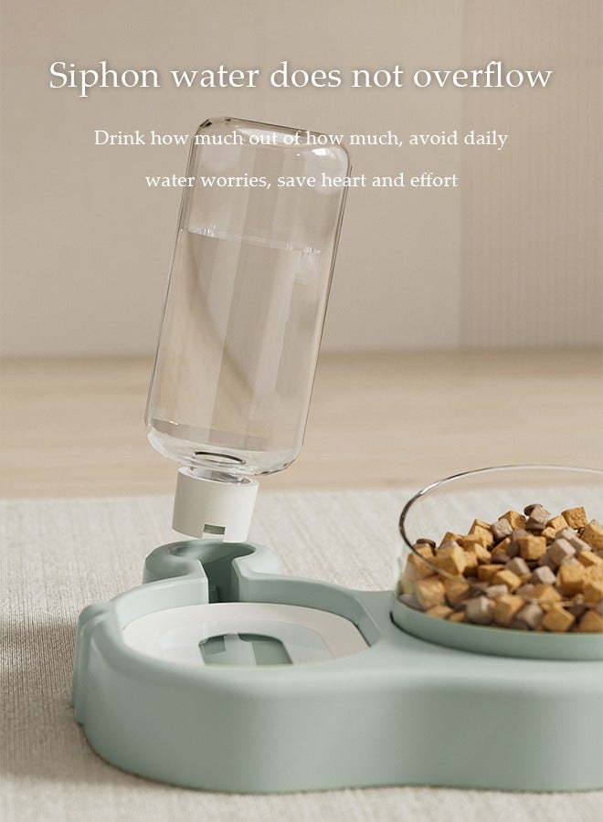 DUNISO وعاء طعام للقطط والكلاب 2 في 1 وعاء طعام للحيوانات الأليفة ووعاء طعام للحيوانات الأليفة وموزع مياه أوتوماتيكي للكلاب ووعاء تغذية للكلاب، نافورة شرب للقطط، وعاء طعام، وعاء حيوانات أليفة (أخضر) - Image 5