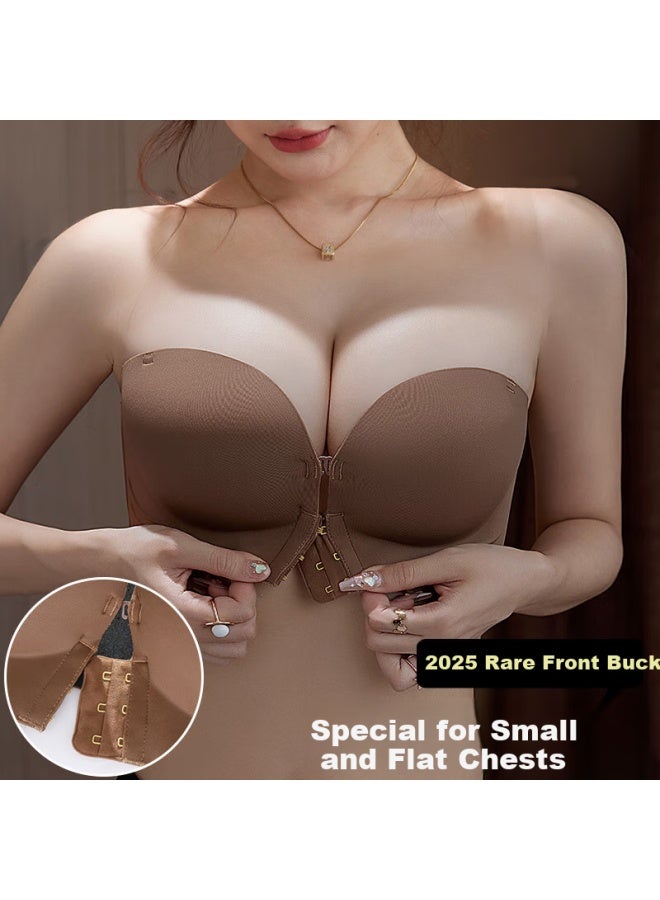 Molatoire Strapless Invisible Bra Women Seamless Bralette Wireless Front Closure Bra Small Chest Push-up Anti-slip Bandeau - Image 1