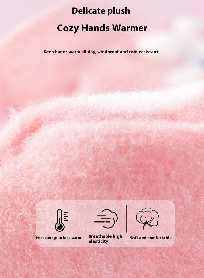 Children's Gloves Autumn And Winter Students Cute Gloves Outdoor Sports Gloves Warm Gloves Pink - Image 5