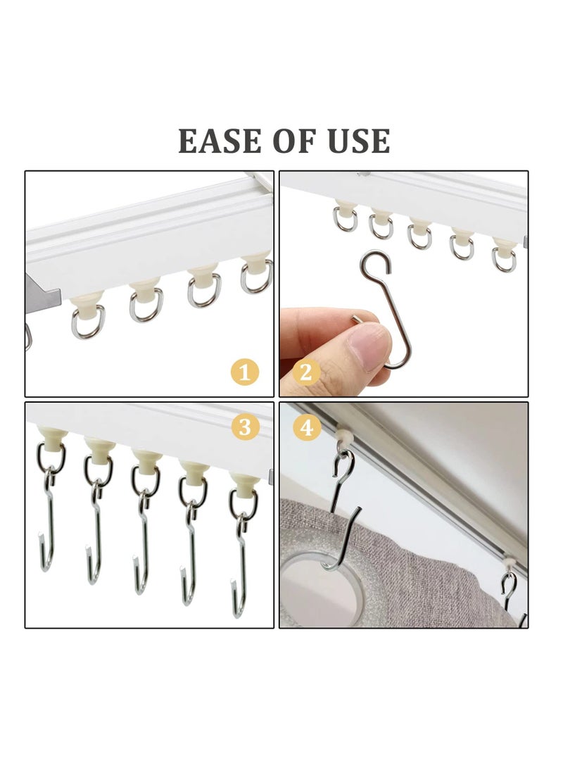 Curtain Hooks and Gliders Set 80 Pieces Shower Pack of 40 Gliders for Window Door Bathroom Bendable Track Pulley - Image 2