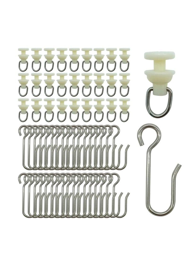 Curtain Hooks and Gliders Set 80 Pieces Shower Pack of 40 Gliders for Window Door Bathroom Bendable Track Pulley - Image 1