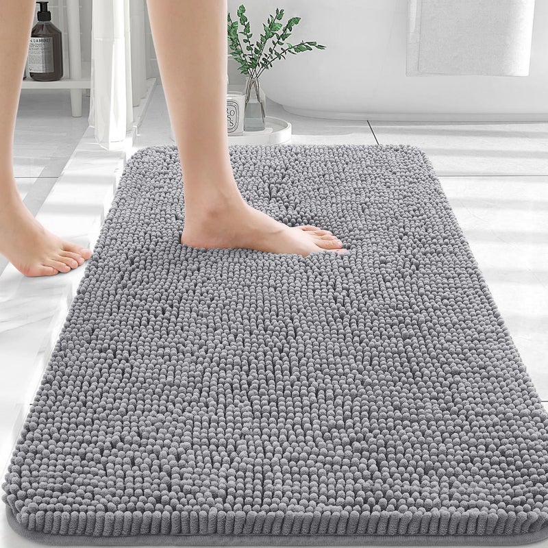 OLANLY Bathroom Rugs 36x24, Extra Soft Absorbent Chenille Bath Rugs, Rubber Backing Quick Dry, Machine Washable Bath Mats for Bathroom Floor, Tub and Shower, Home Decor Accessories, Grey - Image 4