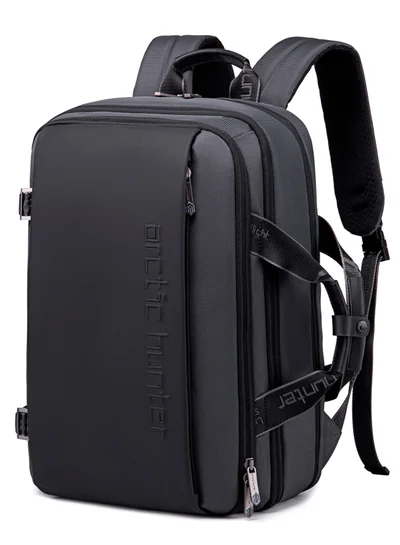 أركتيك هانتر Travel Backpack with Expandable Pocket 30L 2 in 1 Backpack Built in Separate Convertible Handbag for 17inch Laptop Water-resistant Multiple Pockets Anti-theft Laptop Backpack for Office Travel Grey