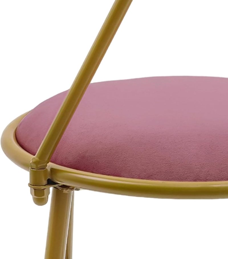 Soft Pink Velvet Cushion Butterfly Bow Tie Chairs Metal Frame Lounge Dresser Seats with Butterfly Backrest for Dressing Room Dining Bedroom Home Coffee Restaurant (Deep Pink) - Image 5
