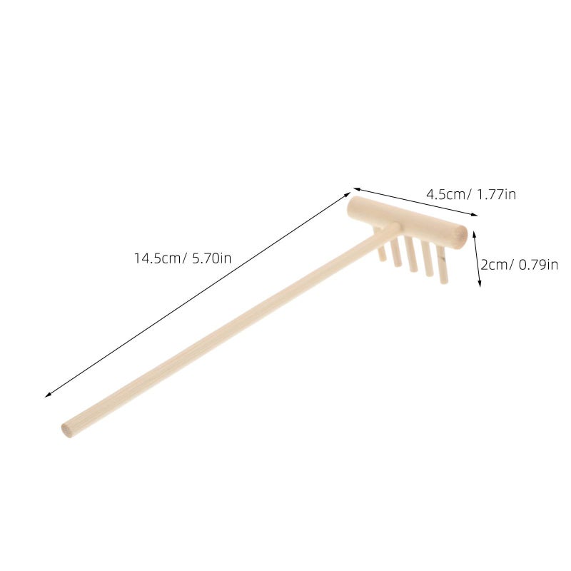 Mini Wooden Zen Sand Rake Five Tooth Manual Meditation Tool Desktop - Image 3