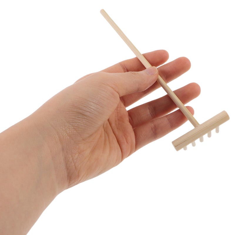 Mini Wooden Zen Sand Rake Five Tooth Manual Meditation Tool Desktop - Image 5