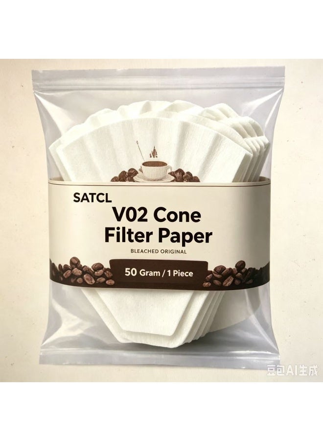 SATCL Cone Coffee Filter in White V60 size having 100 Pieces Disposable Paper - Coffee Filter - Image 1