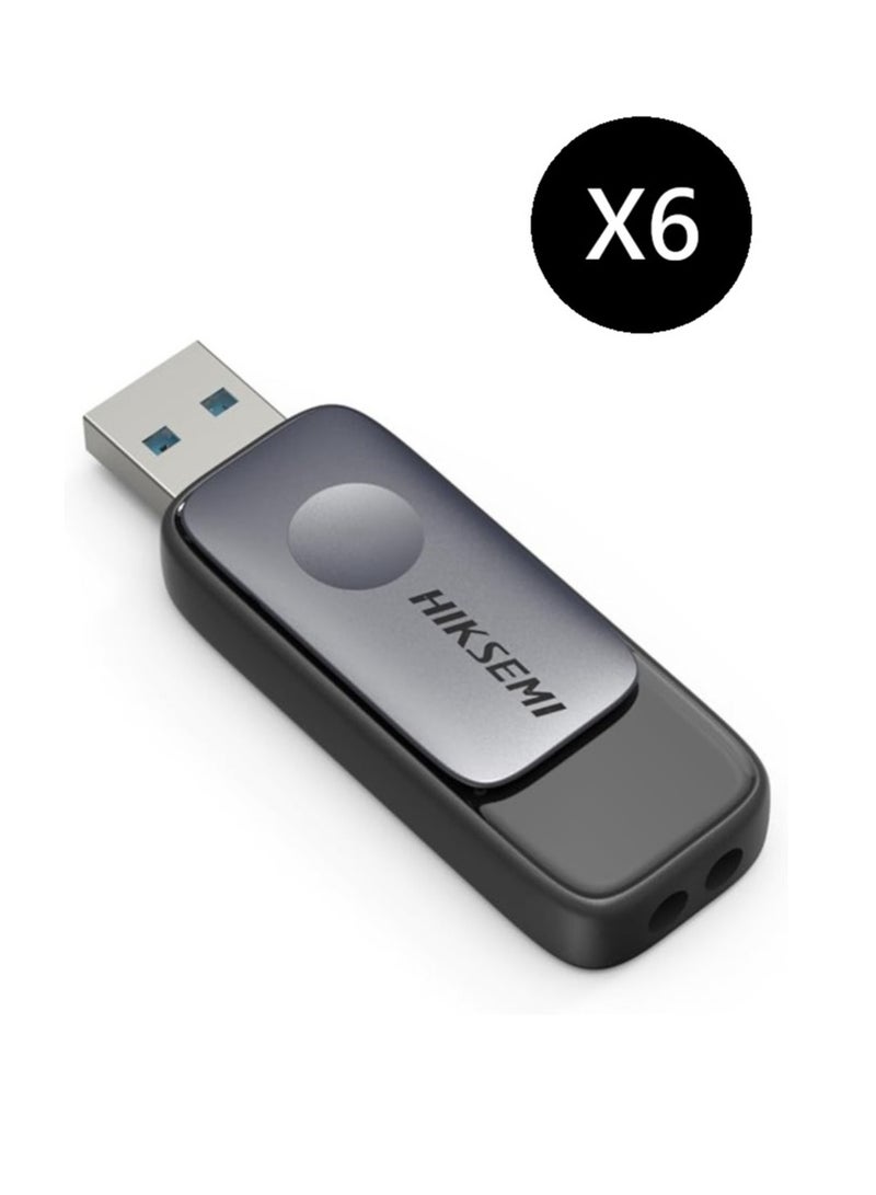 HIKSEMI Bundle Of 6 16GB USB 3.2 Flash Drive, Black (HS-USB-M210S 16G U3)