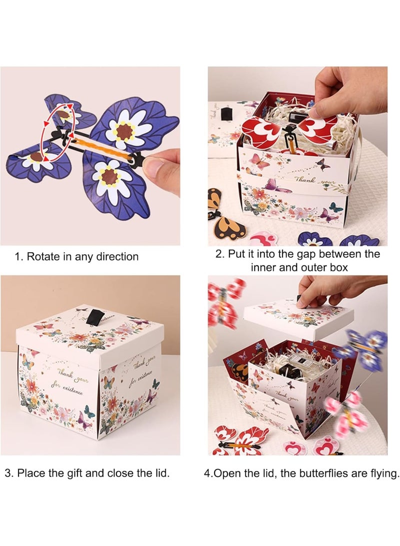 SYOSI Explosion Gift Box, DIY Surprise Box with Random Fluttering Butterflies, Creative Handmade Gift for Anniversary Birthday Valentine's Day Wedding Special Occasions, 1 Pack - Image 4