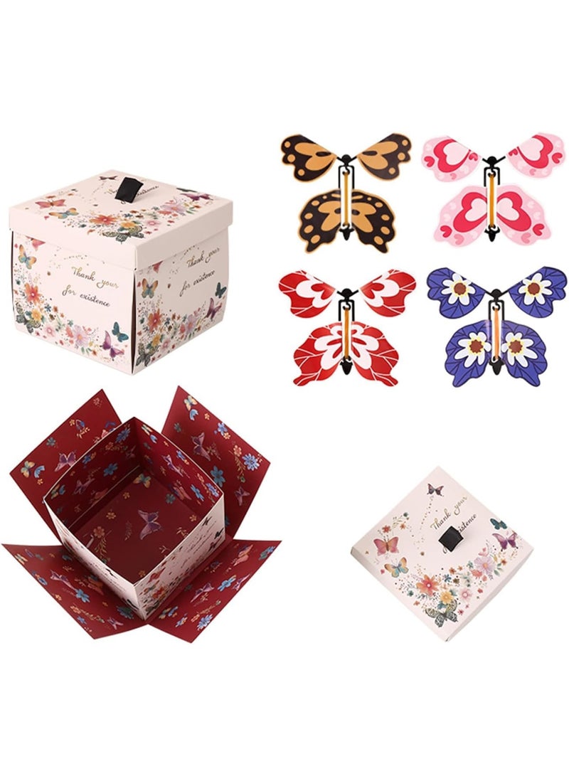 SYOSI Explosion Gift Box, DIY Surprise Box with Random Fluttering Butterflies, Creative Handmade Gift for Anniversary Birthday Valentine's Day Wedding Special Occasions, 1 Pack - Image 1
