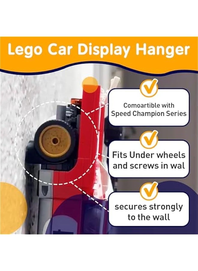 ماركة غير محددة 4 PCS Car Wall Mount Vertical Car Display Wall Mount Compatible with Any Lego Speed Champion Series Car Models,Sturdy Wall Bracket for Brick Model Car-Display Car Collection by Wheels on Wall  - Image 3