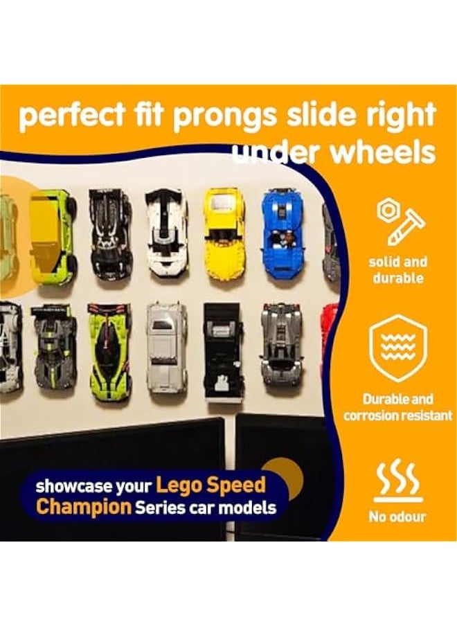 ماركة غير محددة 4 PCS Car Wall Mount Vertical Car Display Wall Mount Compatible with Any Lego Speed Champion Series Car Models,Sturdy Wall Bracket for Brick Model Car-Display Car Collection by Wheels on Wall  - Image 4