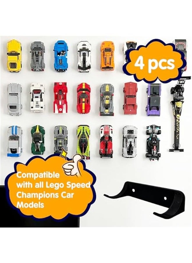 ماركة غير محددة 4 PCS Car Wall Mount Vertical Car Display Wall Mount Compatible with Any Lego Speed Champion Series Car Models,Sturdy Wall Bracket for Brick Model Car-Display Car Collection by Wheels on Wall  - Image 5