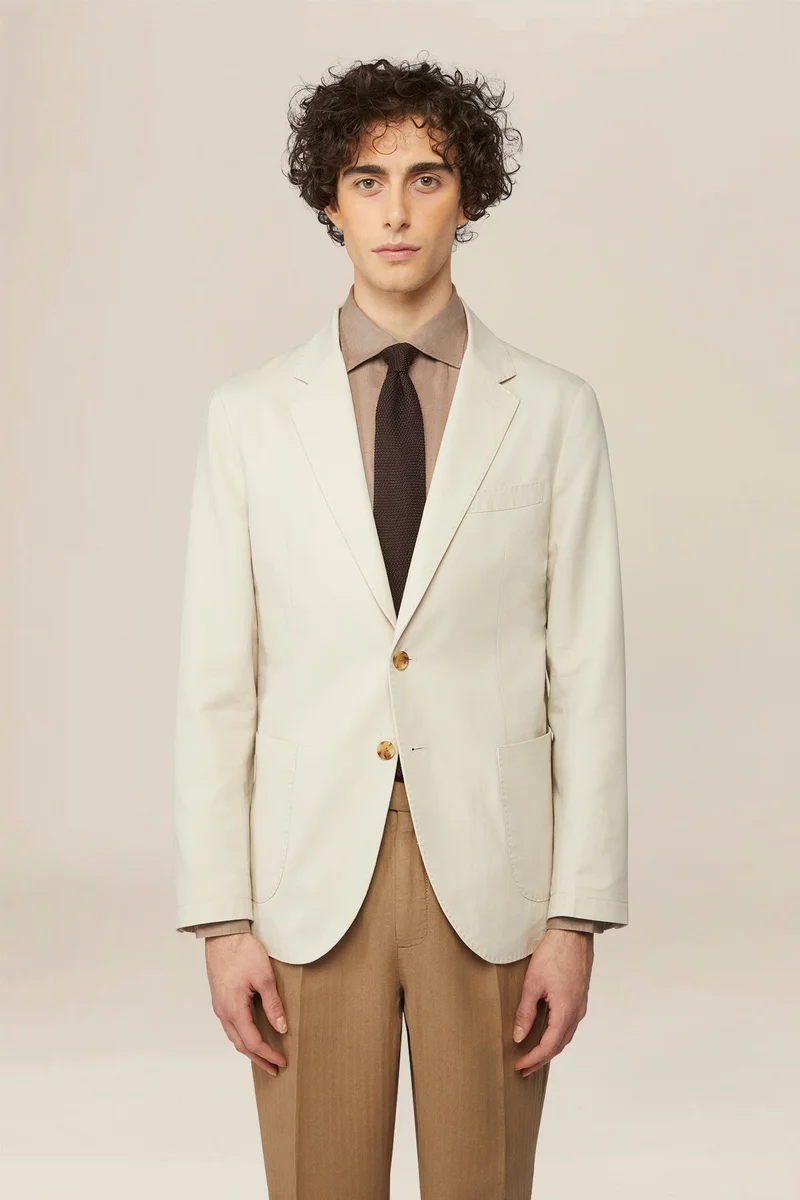 دوبل غانغر Men's single-breasted, unlined, regular fit jacket - Sand