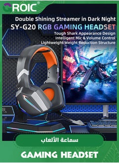 GROIC The Orange Stereo Gaming Headset for PS4 PC Xbox One PS5 Controller, Noise Cancelling Over Ear Headphones with Mic, LED Light, Bass Surround, Soft Memory Earmuffs  - Image 2