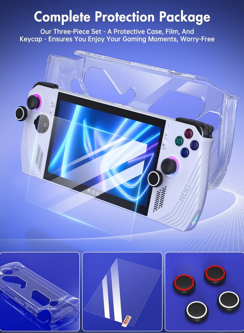 3-in-1 Kit for ASUS ROG Ally Handheld 2023, Includes TPU Clear Case, Screen Protector and Thumb Grip Caps - Image 2