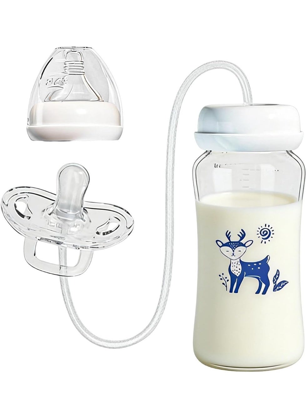 Hands-Free Anti-Colic Babys Bottle 300ml Breast Milk Bottles Leakproof Silicone Adjustable Fast Flow, Kids Pacifier Bottle Milk Feeder With Nipple Straw, For Home Nursery Daycare Living Room Bedroom