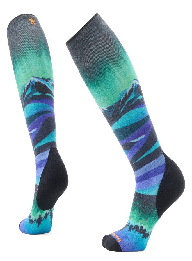Smartwool Womens Ski Targeted Cushion Compression Print Over The Calf Socks Black Medium - Image 1