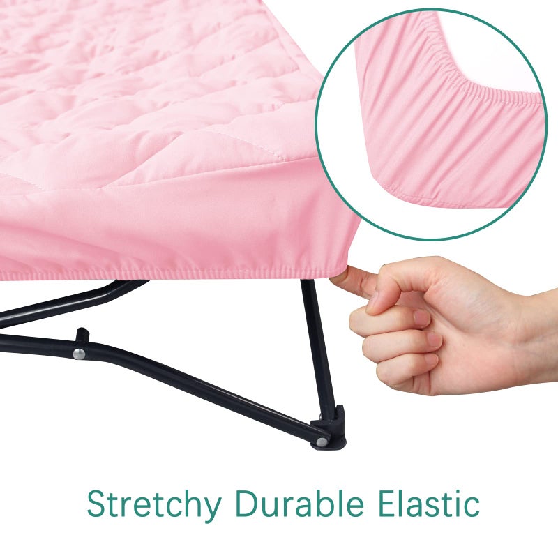 Biloban Sheet for Regalo My Cot Portable Toddler Bed, Joovy Travel Cot (Sheet Only, Bed not Included), Quilted Soft Padded Cover, Pink, 48''×24.5'' - Image 3