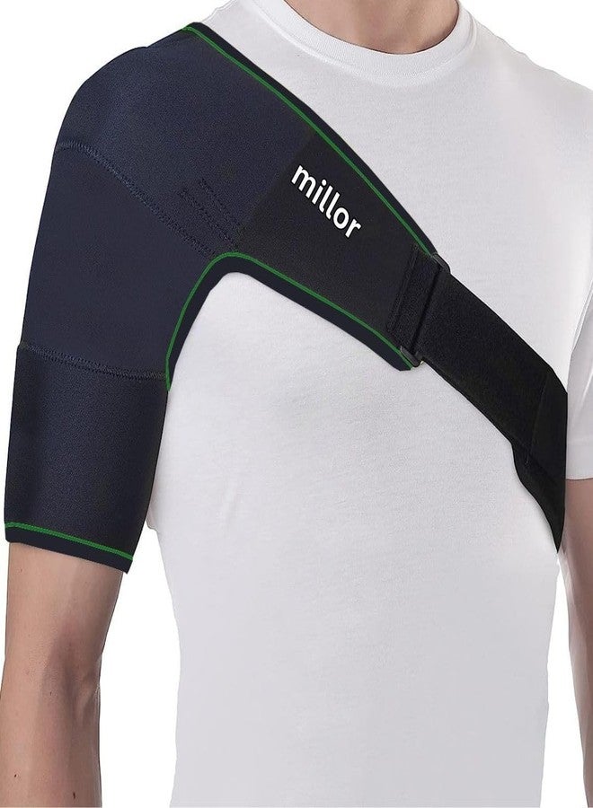 MILLOR neoprene Shoulder Sling Support Wrap Left/Right, Dislocated Joint, Shoulder Pain Relief for Men and Women, Immobilizer Brace Belt, Black, Universal - Image 1