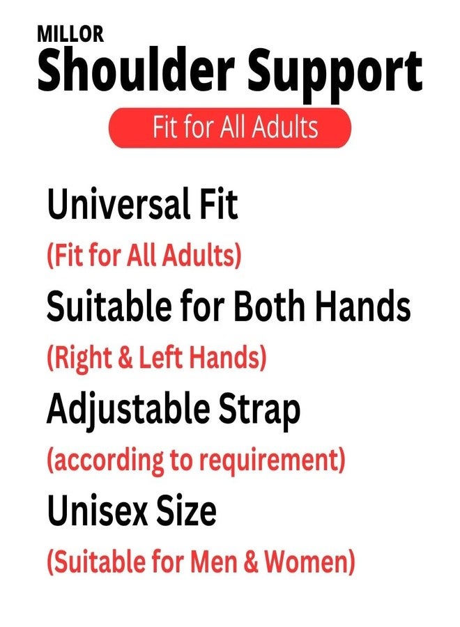 MILLOR neoprene Shoulder Sling Support Wrap Left/Right, Dislocated Joint, Shoulder Pain Relief for Men and Women, Immobilizer Brace Belt, Black, Universal - Image 4