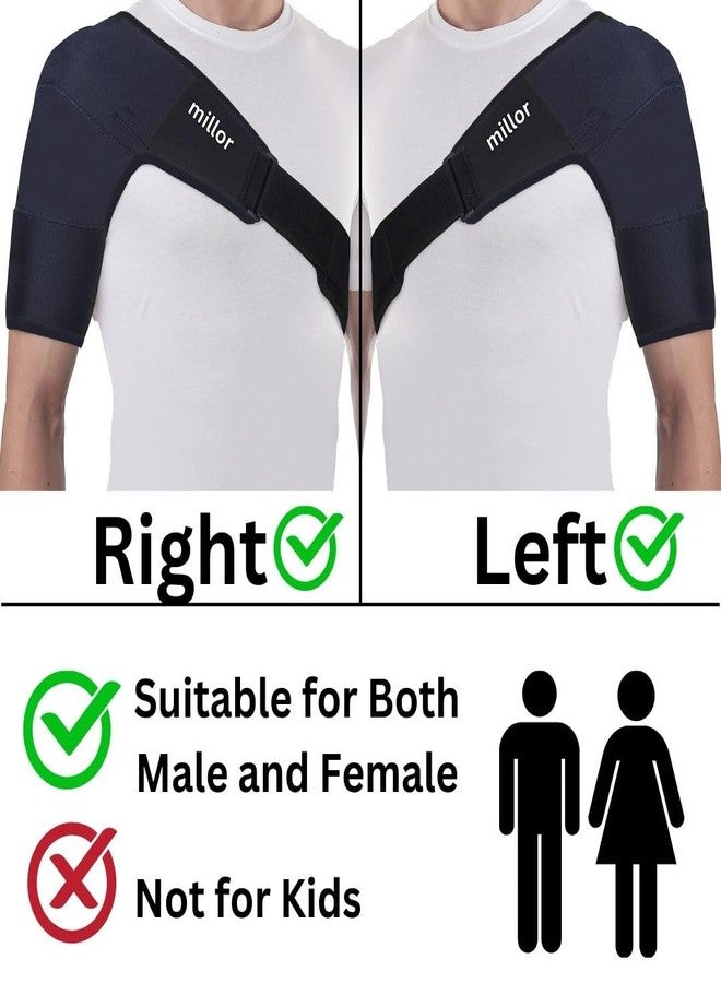 MILLOR neoprene Shoulder Sling Support Wrap Left/Right, Dislocated Joint, Shoulder Pain Relief for Men and Women, Immobilizer Brace Belt, Black, Universal - Image 2
