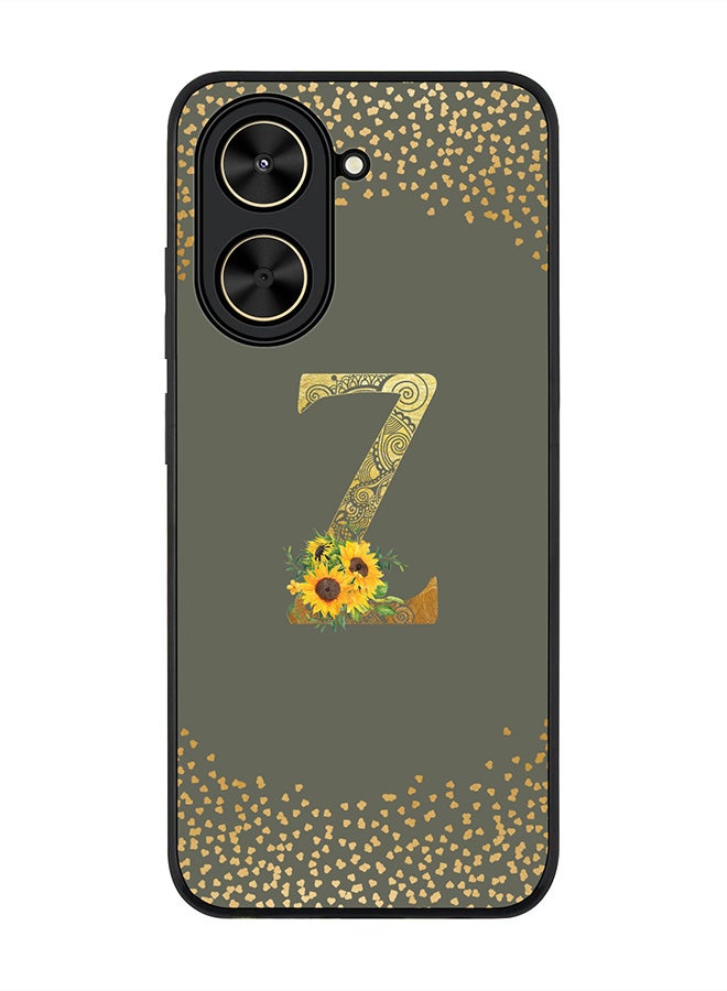 Stylizedd For Xiaomi Poco C71 / Redmi A5 4G Case,Slim fit Camera Protection, Shockproof Thin Phone cover  - Custom Floral Monogram - Z  (Olive Green )