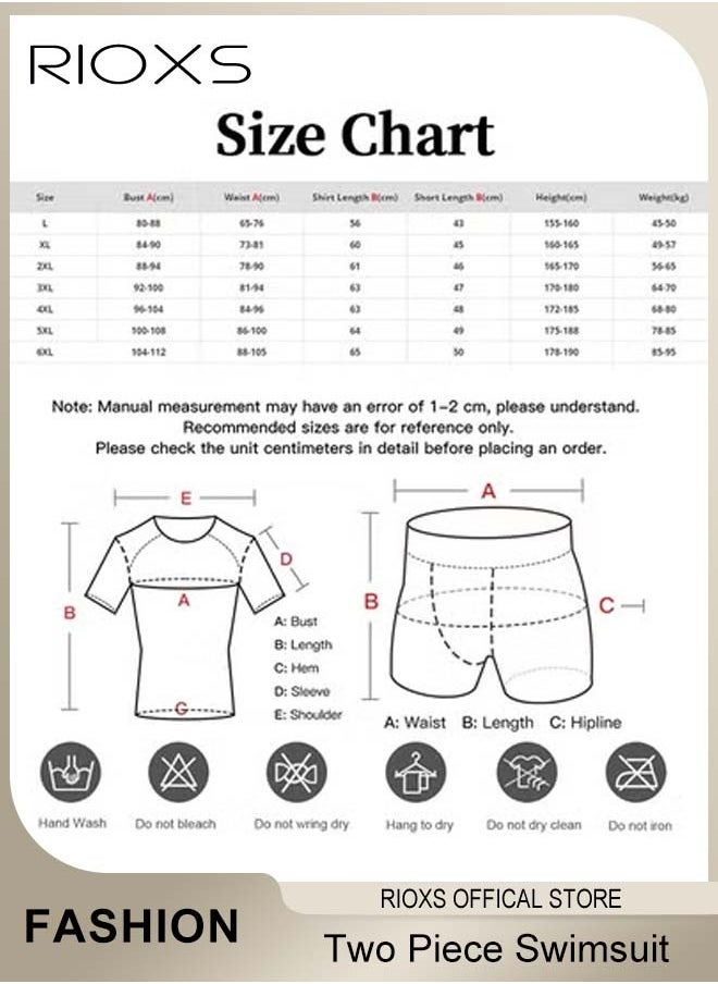 RIOXS - Men's Two Piece Rash Guard Swimsuit, Comfy Swimming Tops And Shorts, Water Sport Swimsuit, Sun Protection Bathing Suits, Short Sleeve Swimwear, Men's Swim Top And Trunks For Beach Swimming Surfing - Image 1