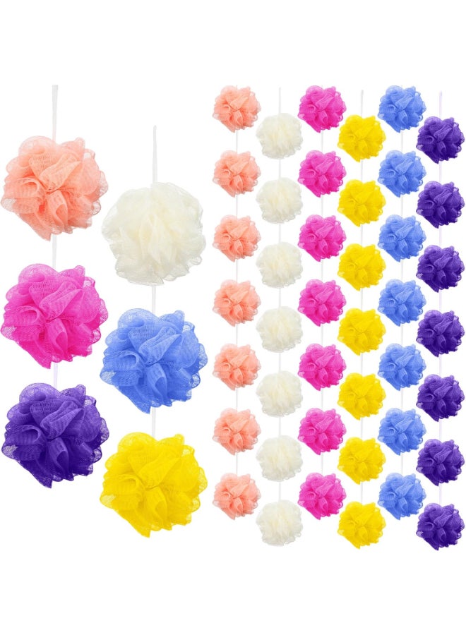 Siifert 50 Pieces Bath Sponge Shower Loofahs Bulk Bath Luffas Exfoliating Body Scrubber Pack Colorful Mesh Balls Travel Cleaning Wash Puff Bathing Accessories for Kids Women Men Body Wash 6 Colors - Image 2