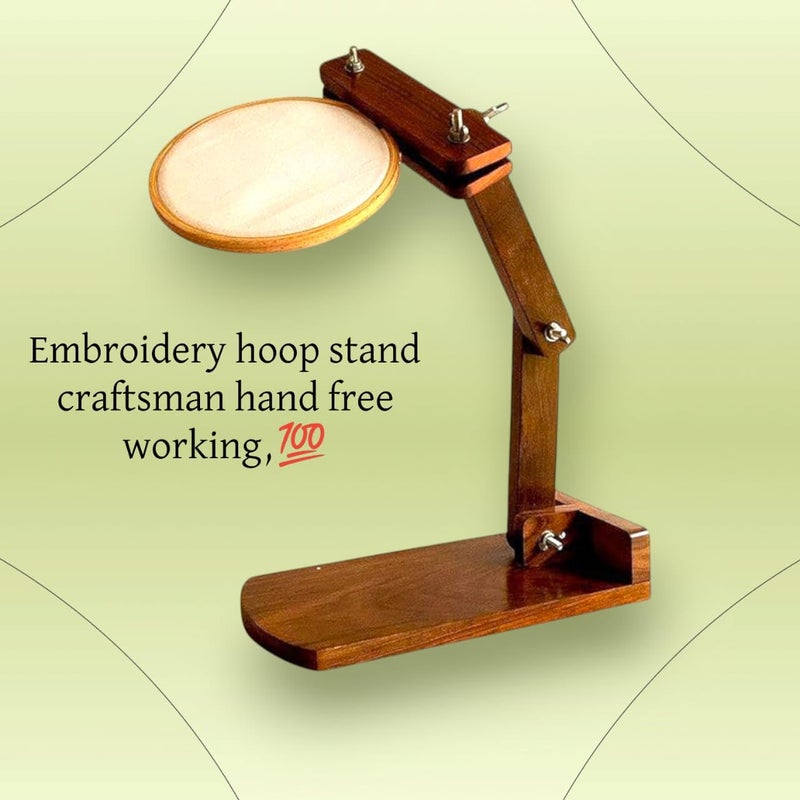 Crochet_N Embroidery Hoop Stand with Adjustable Frame - Ideal for Hand Embroidery, Cross-Stitching, Arts & Crafts, Sewing, and DIY Projects - Ergonomic, Hands-Free Support for Comfortable & Precise Stitching (BROWN) - Image 3