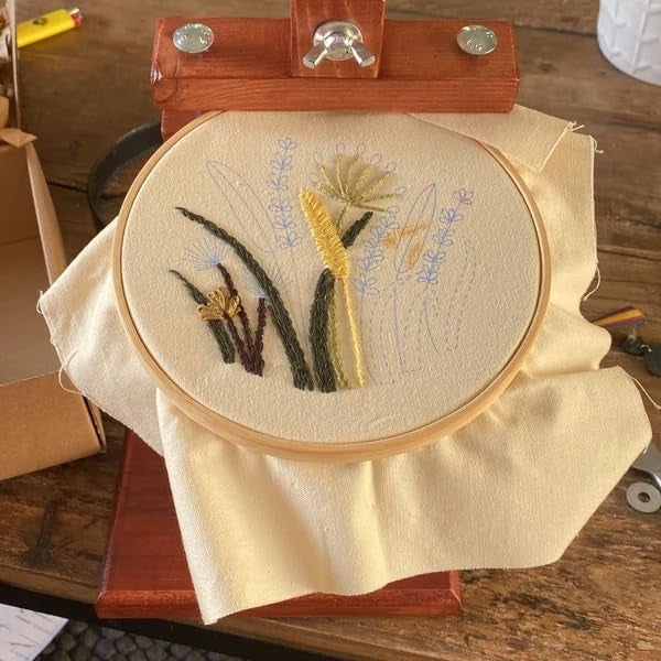 Crochet_N Embroidery Hoop Stand with Adjustable Frame - Ideal for Hand Embroidery, Cross-Stitching, Arts & Crafts, Sewing, and DIY Projects - Ergonomic, Hands-Free Support for Comfortable & Precise Stitching (BROWN) - Image 5