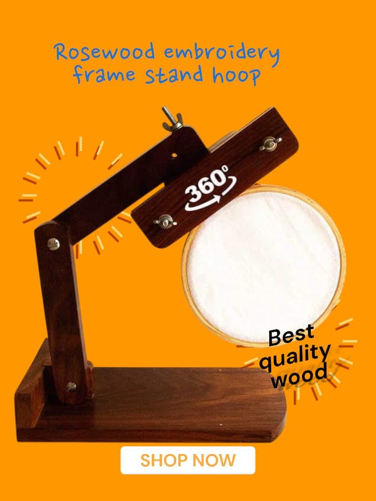 Crochet_N Embroidery Hoop Stand with Adjustable Frame - Ideal for Hand Embroidery, Cross-Stitching, Arts & Crafts, Sewing, and DIY Projects - Ergonomic, Hands-Free Support for Comfortable & Precise Stitching (BROWN) - Image 4