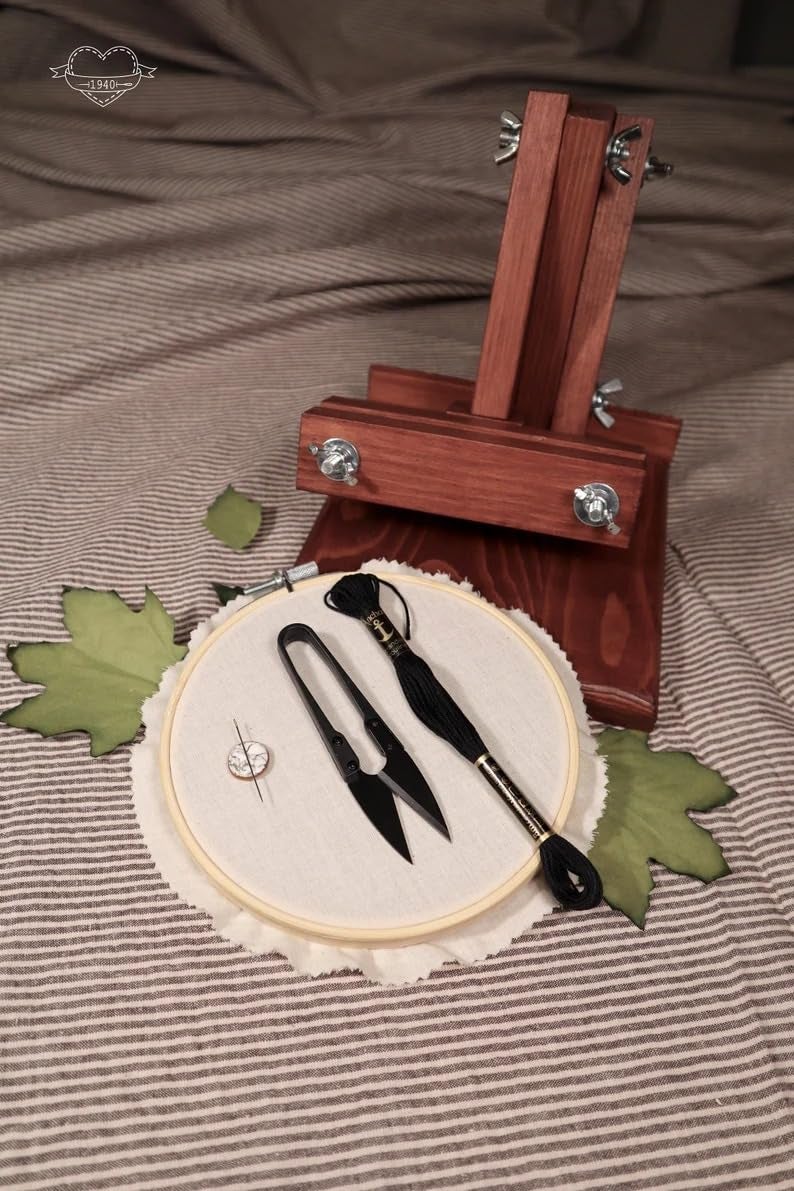 Crochet_N Embroidery Hoop Stand with Adjustable Frame - Ideal for Hand Embroidery, Cross-Stitching, Arts & Crafts, Sewing, and DIY Projects - Ergonomic, Hands-Free Support for Comfortable & Precise Stitching (BROWN) - Image 2