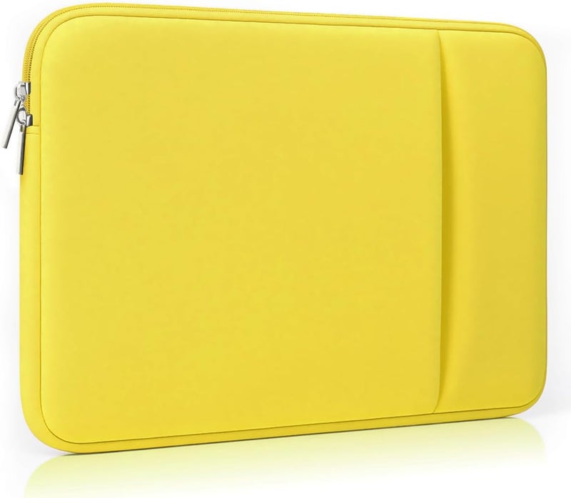 MasiBloom غلاف كمبيوتر محمول لـ MacBook Neo/Air/Pro مقاس 13 بوصة لرقائق A18/M5/M4/M3/M2/M1 2026-2020 A3404 A3449 A3240 A3113 A2681 A2337 A2338 مع جيبين، حقيبة جهاز لوحي وملحقات (أصفر) - Image 1