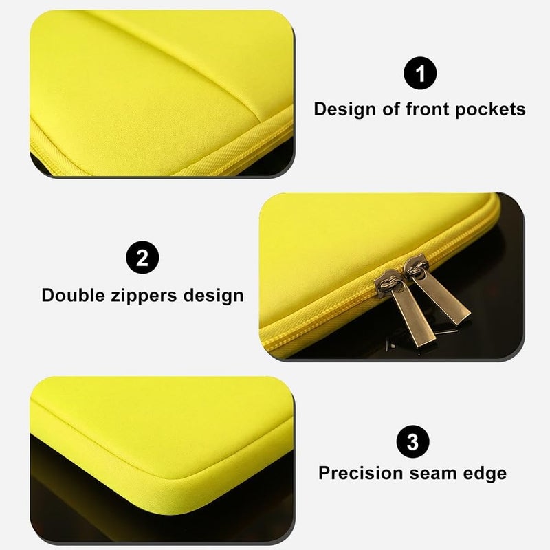 MasiBloom غلاف كمبيوتر محمول لـ MacBook Neo/Air/Pro مقاس 13 بوصة لرقائق A18/M5/M4/M3/M2/M1 2026-2020 A3404 A3449 A3240 A3113 A2681 A2337 A2338 مع جيبين، حقيبة جهاز لوحي وملحقات (أصفر) - Image 5