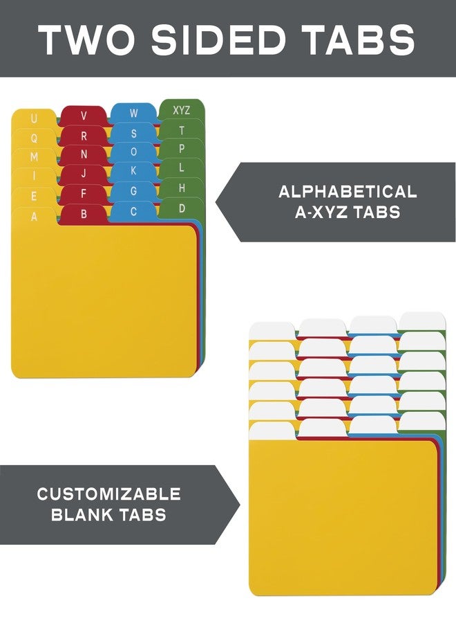 Alfion 3x5 Index Card Alphabet Tab Dividers - 24 Piece Colored A-Z Guides for Recipe Boxes, Flashcards & Rolodex Organization - Image 3