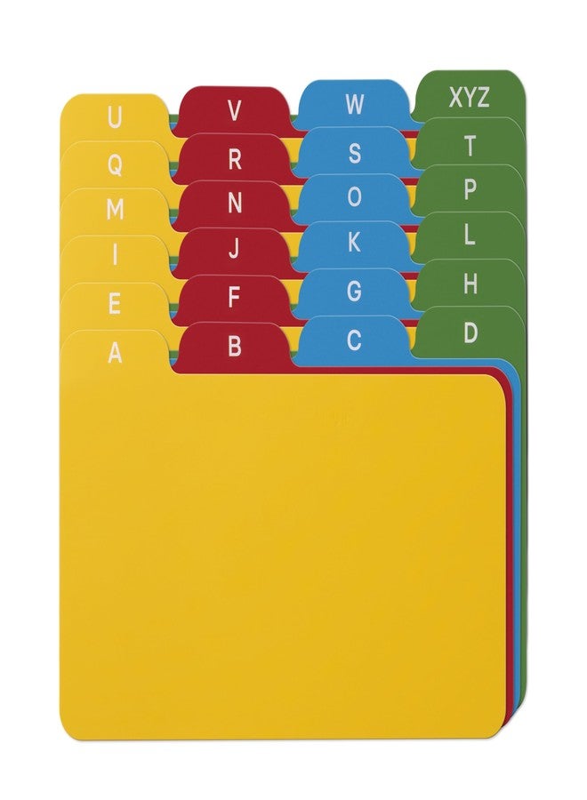 Alfion 3x5 Index Card Alphabet Tab Dividers - 24 Piece Colored A-Z Guides for Recipe Boxes, Flashcards & Rolodex Organization - Image 1