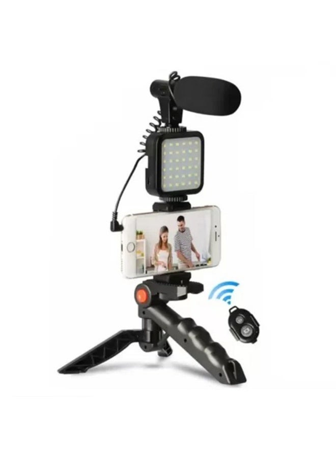 Green Tiger Vlogging Video Making Kit with Tripod, LED Light, and Microphone - Image 4