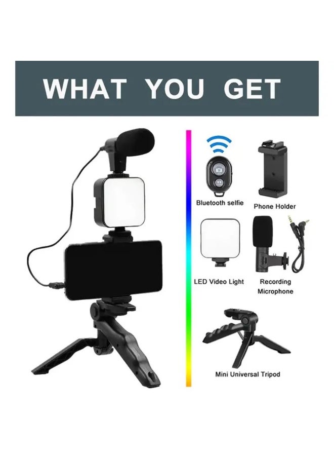 Green Tiger Vlogging Video Making Kit with Tripod, LED Light, and Microphone - Image 2