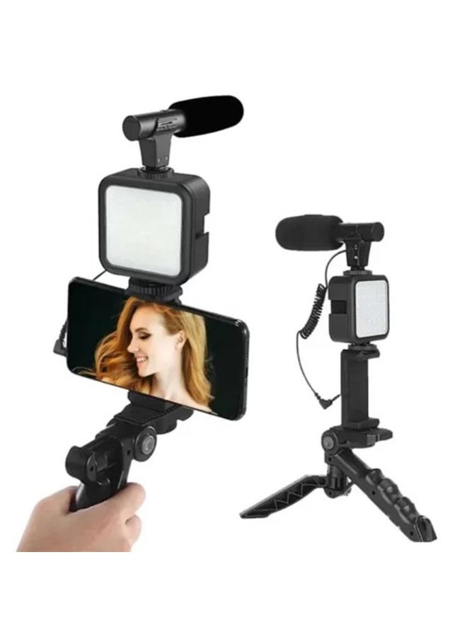 Green Tiger Vlogging Video Making Kit with Tripod, LED Light, and Microphone - Image 3