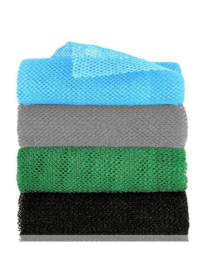 SPMKTBOZAI African Exfoliating Net, African Net Sponge, Nylon African Bathing Sponge Net, African Net Long Net Bath Sponge Shower Body Scrubber Back Scrubber Skin Smoother ((Black,White,Blue,Emerald Green)) - Image 1