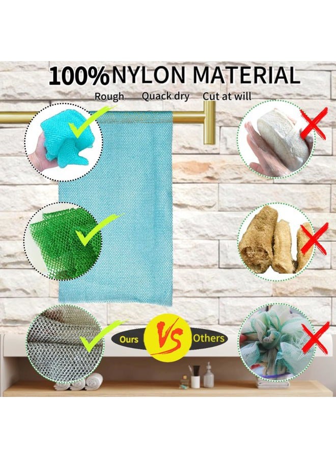 SPMKTBOZAI African Exfoliating Net, African Net Sponge, Nylon African Bathing Sponge Net, African Net Long Net Bath Sponge Shower Body Scrubber Back Scrubber Skin Smoother ((Black,White,Blue,Emerald Green)) - Image 2