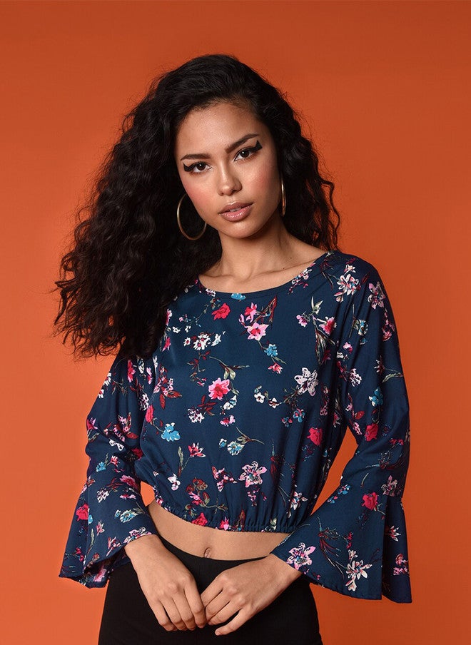 CHIMPAAANZEE Navy Blue Floral Print Top - Image 1