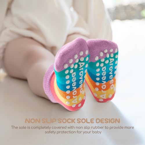 Aroveea Non Slip Grip Ankle Baby Socks 12 Pack for Toddler Boys and Girls Kids Infant Baby Cute Cotton Socks - Image 4