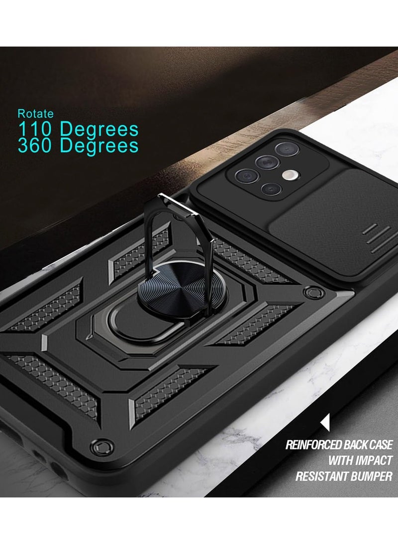 Case Cover Shockproof Windows Protective Case with Camera Protection and Metal Ring Compatible with Samsung Galaxy A51 4G (Black) - Image 3