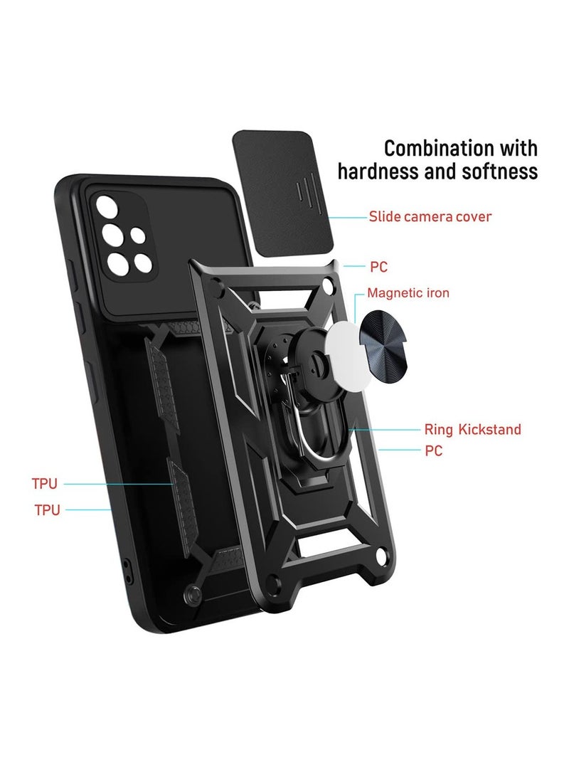 Case Cover Shockproof Windows Protective Case with Camera Protection and Metal Ring Compatible with Samsung Galaxy A51 4G (Black) - Image 4