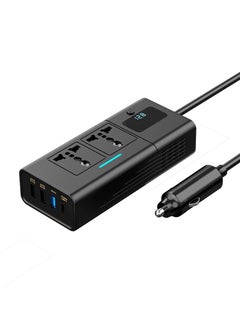Generic 200W Power Inverter DC 12V to 220V AC Car Charger Adapter With PD 30W USB-C, QC3.0 And Dual USB Ports Car Plug Converter With Switch And Current LCD Screen Suitable For Car, Truck Black  - Image 1